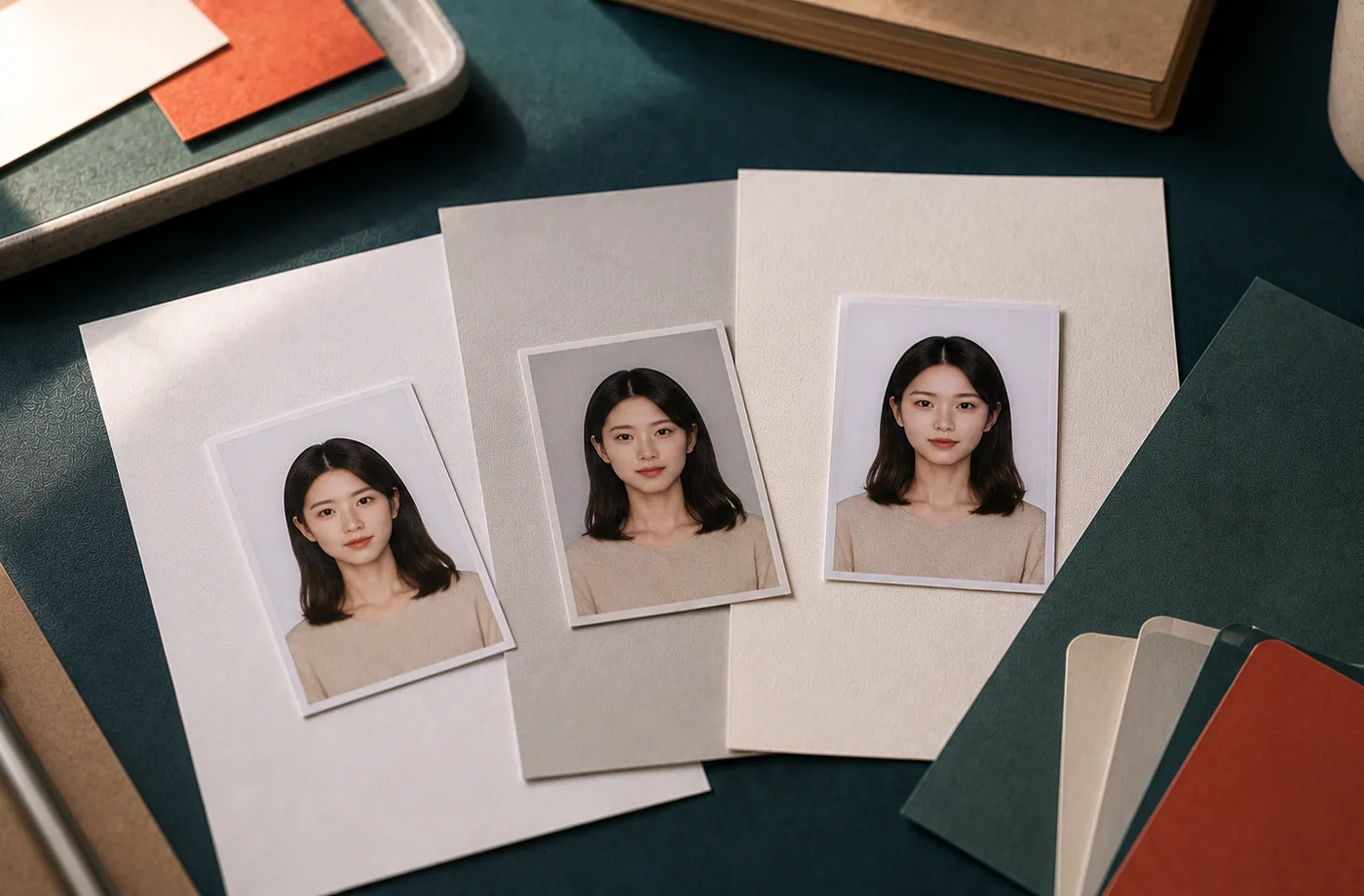 ID photo background color choices with a clean portrait guide