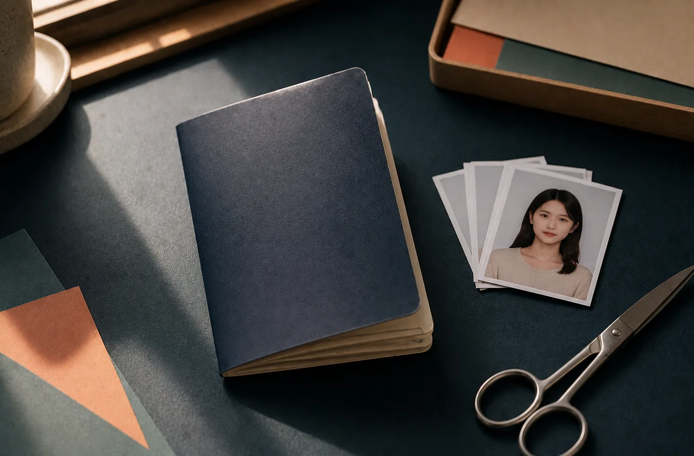 Passport photo proof sheet prepared for official-size printing